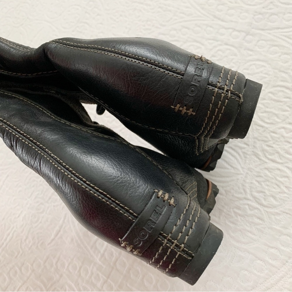 RARE🔥 Sorel Cate the Great‎ Wedge Lace-Up Leather Boots, Black - Picture 8 of 12